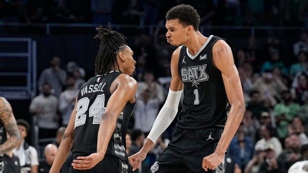 San Antonio Spurs’ Victor Wembanyama and Devin Vassell